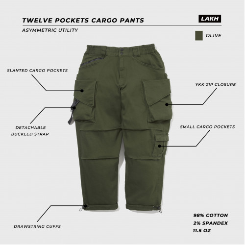 LAKH Supply Twelve Pockets Cargo Pants